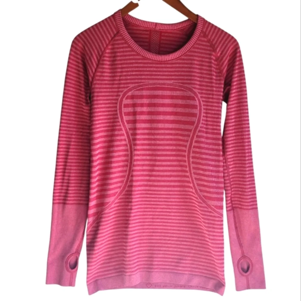 Lululemon Swiftly Tech Long Sleeve Crew In Heathered Berry Rumble W3M22S Size 6 - Picture 2 of 10